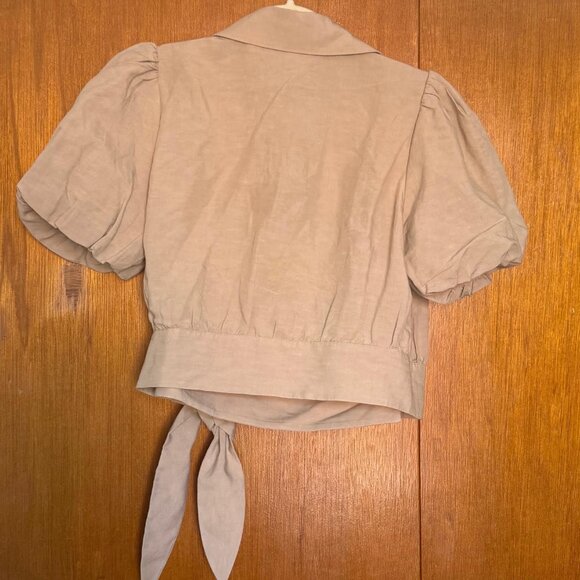 & Other Stories Wrap Top with Puff Sleeves & Side Tie - Picture 4 of 5